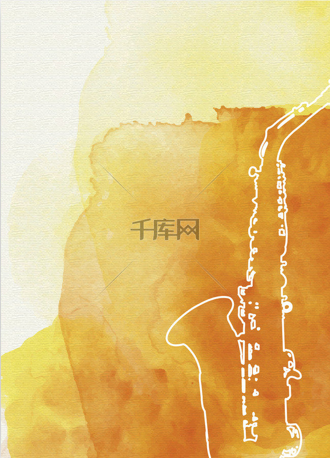 爵士音乐节水彩卡通萨克斯乐器背景素材背景图片免费下载 广告背景