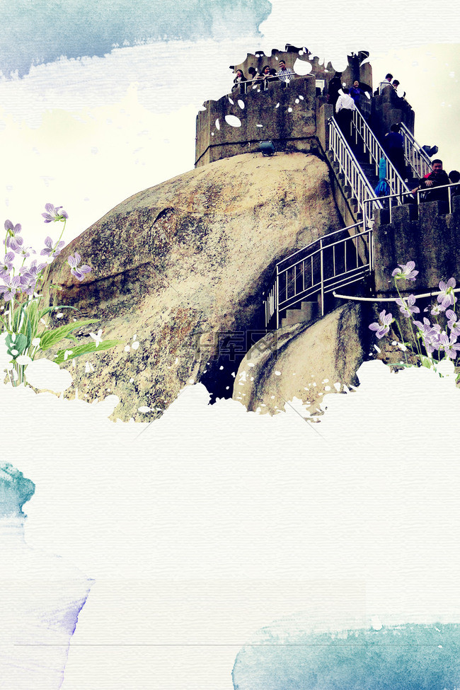 复古矢量质感鼓浪屿旅游海报背景图片免费下载