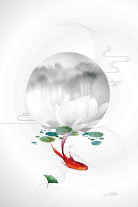 【荷塘月色水墨画背景图片】_荷塘月色水墨画