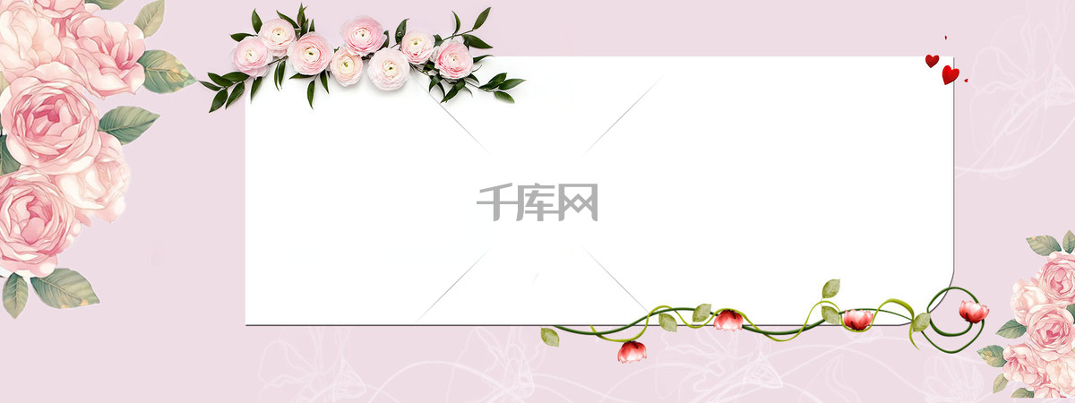 【粉色花朵背景banner】背景素材