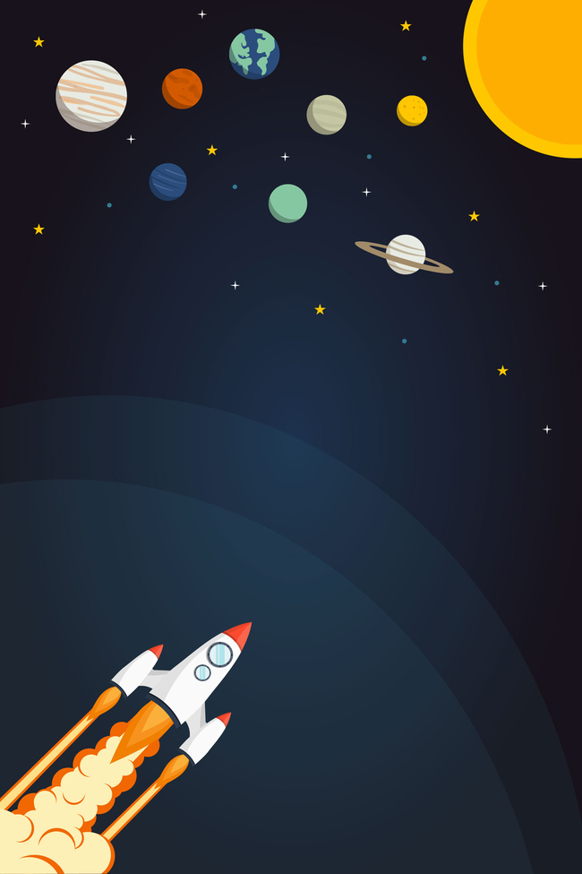 矢量卡通手绘太空火箭背景