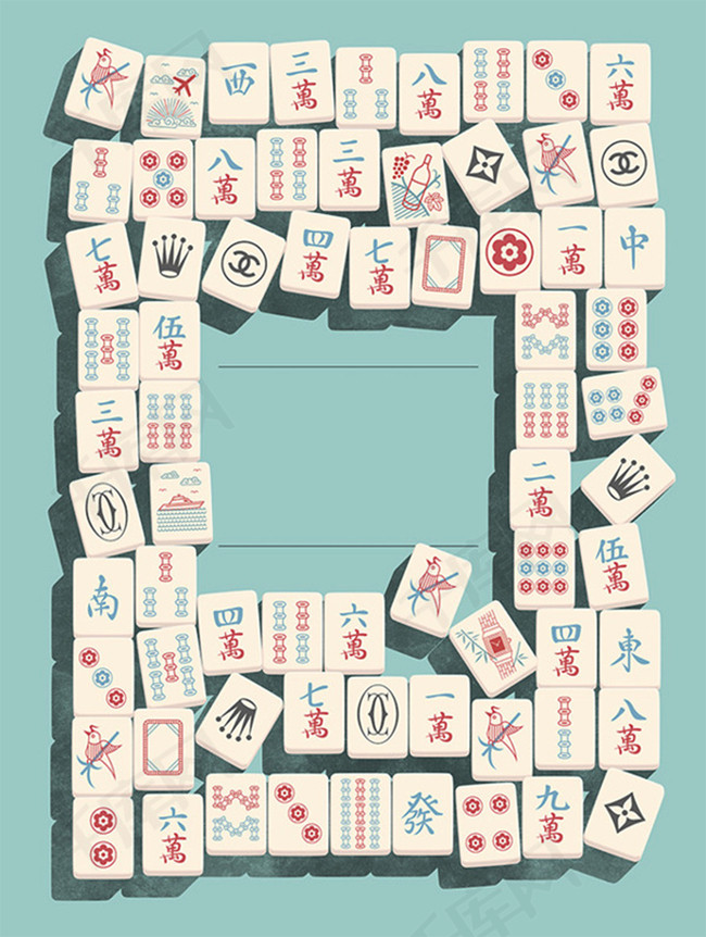 创意麻将海报背景图