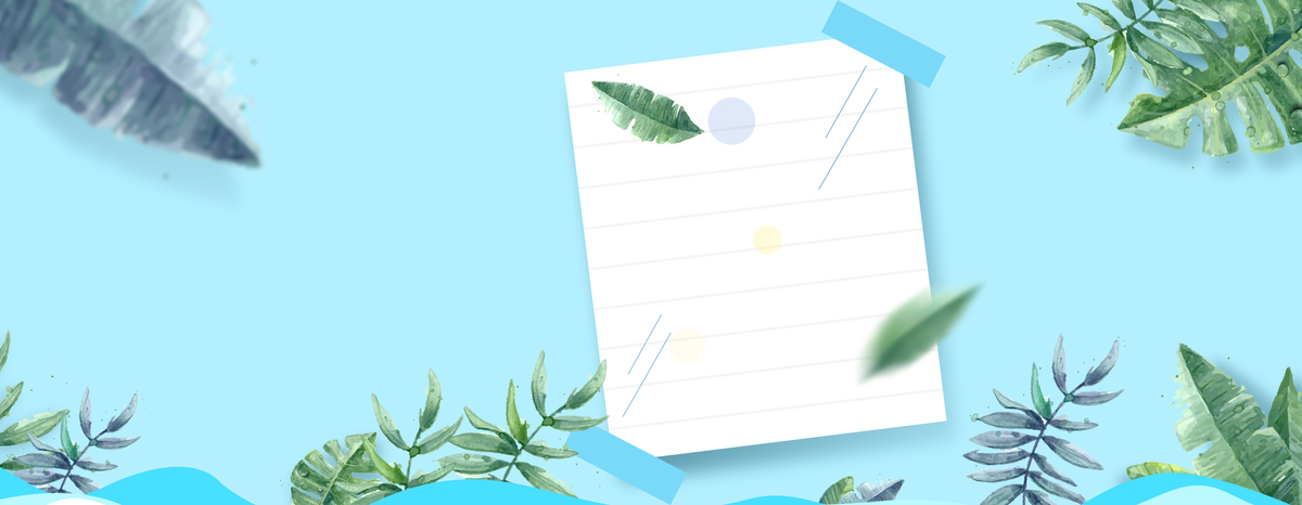 夏季文艺小清新树叶几何蓝色背景图片