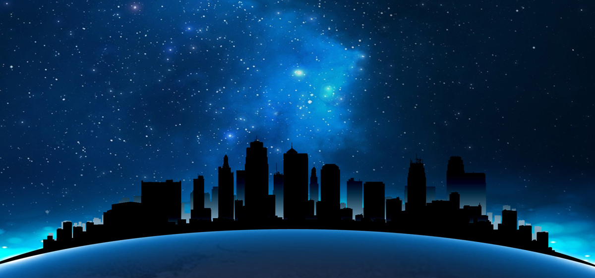 星空城市夜空梦幻背景