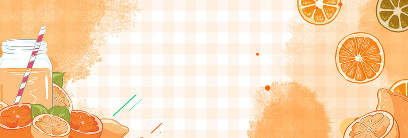 夏日小清新清凉橘色背景海报banner