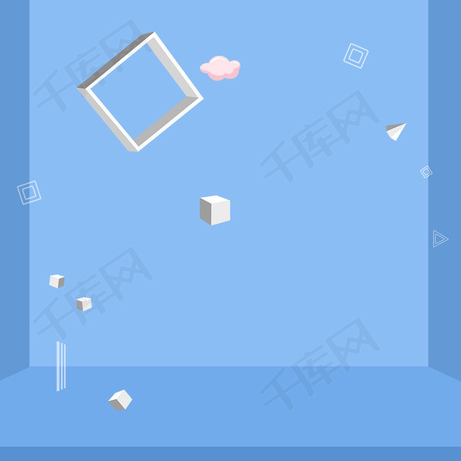 电商天猫淘宝开学季简约蓝色立体主图背景图片