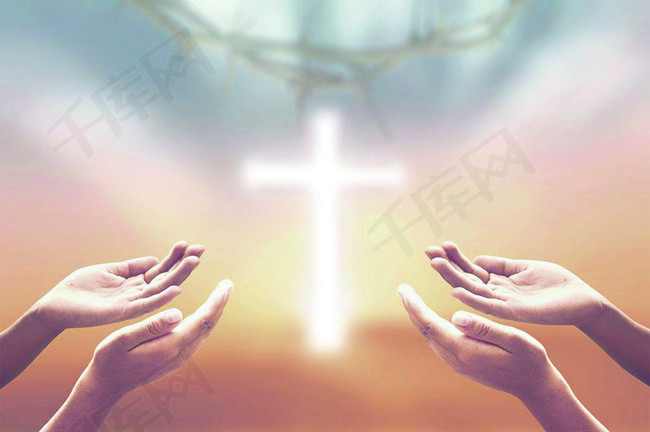 手势 十字 祈祷 祈福 黄色 渐变 祷告 背景