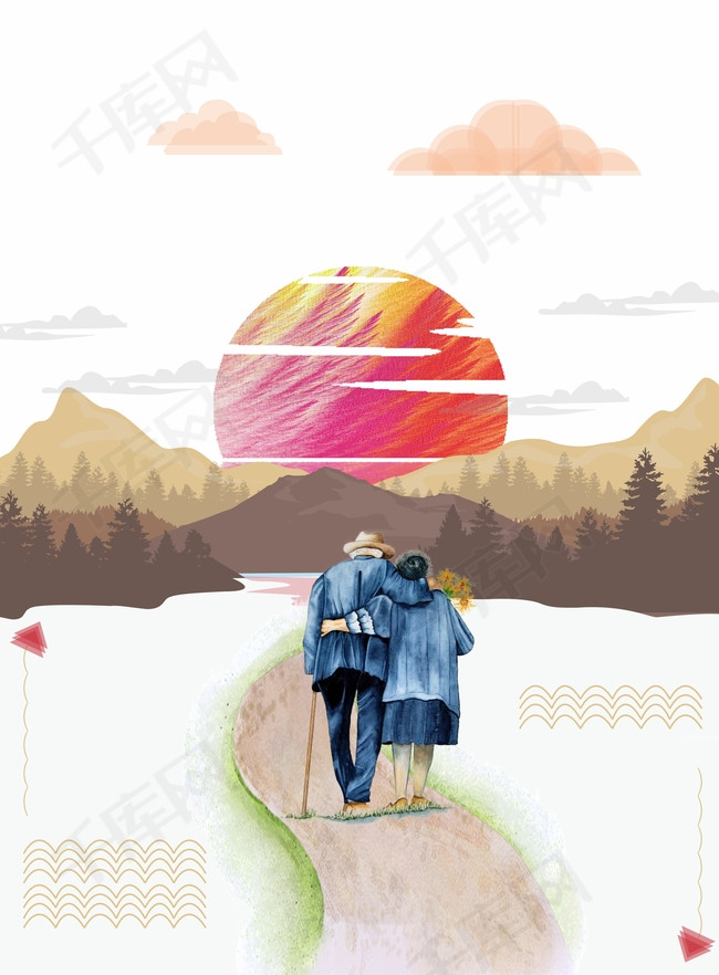 手绘浪漫七夕节相伴一生背景图片免费下载_广