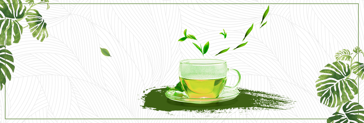 绿色小清新绿茶茶叶饮品电商banner图片