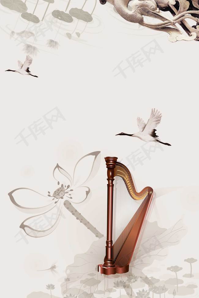 中国风古代乐器扬琴