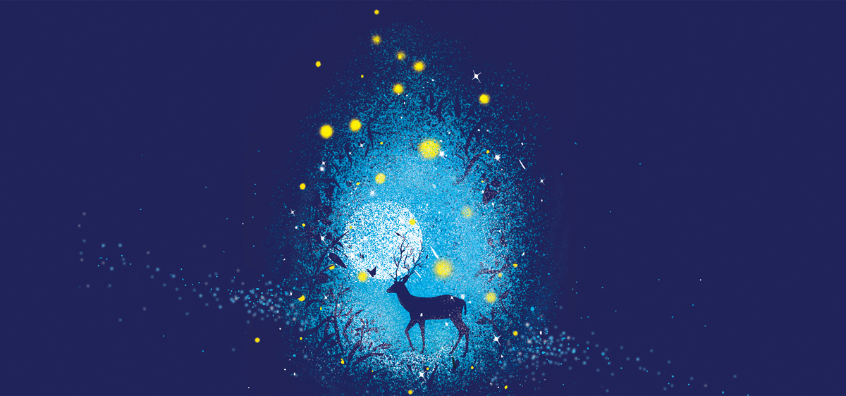 星空下的鹿插画banner背景图片免费下载_海报banner