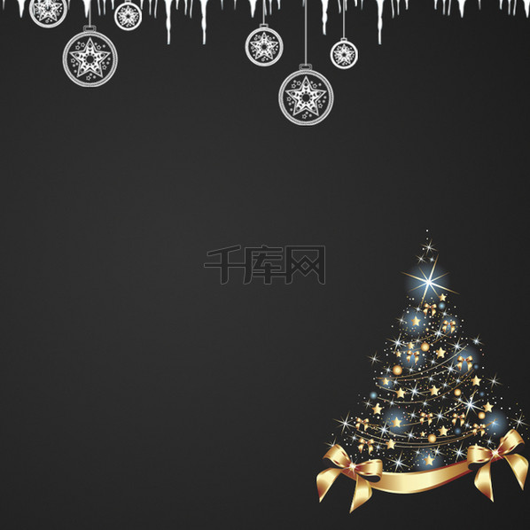 简约梦幻圣诞节黑色PSD分层主图背景图片免