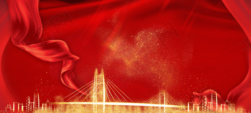 年终晚会商务科技大气红色banner背景图片免费