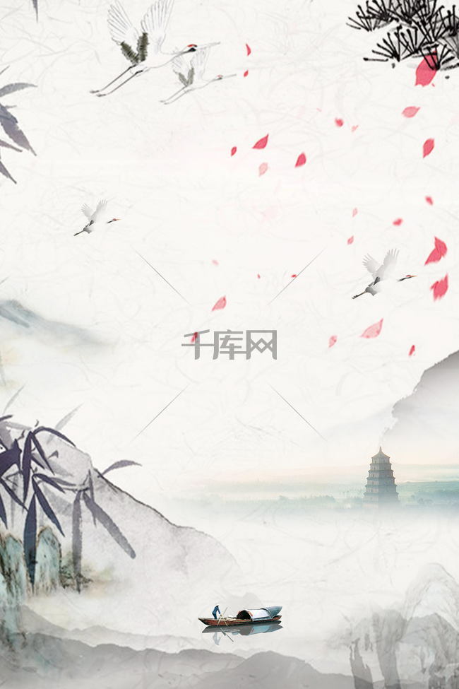 中国风水墨山水画背景模板背景图片免费下载_广告背景