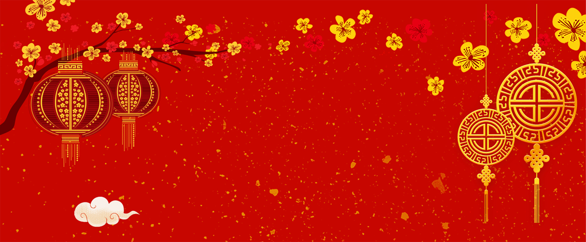 新年吉祥红灯笼花朵红色banner