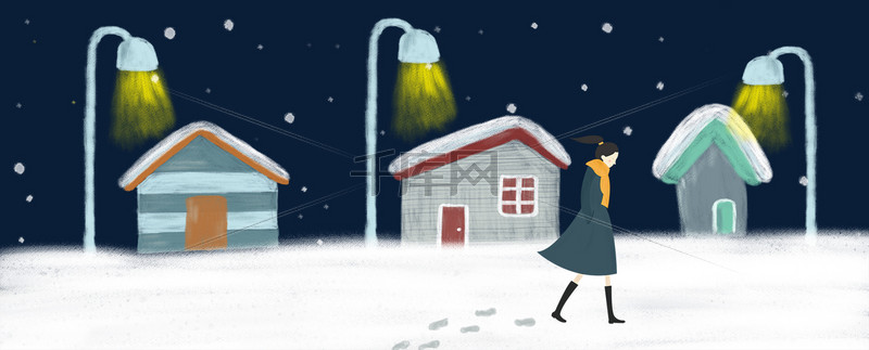 冬季女装创意插画banner背景图片免费下载_海