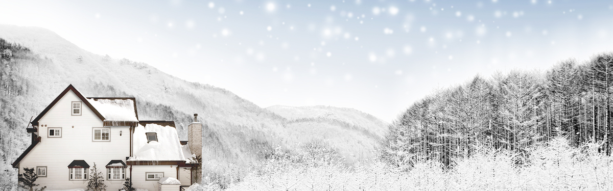 清新梦幻北方雪景banner背景图片素材
