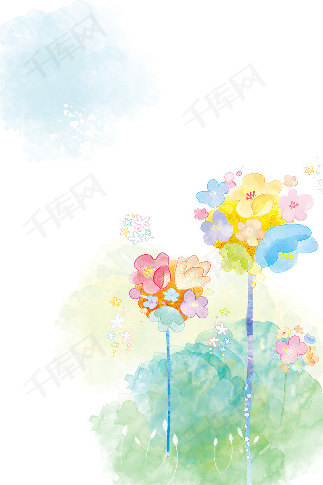 水彩手绘清新梦幻简约春季上新海报