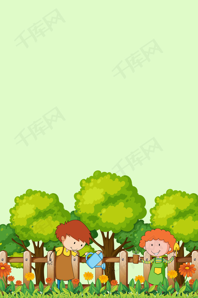 千库网 背景图片 卡通清新植树节背景图  按   收藏千库网