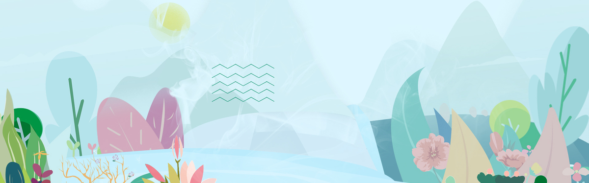 淘宝春季化妆品上新小清新手绘蓝色banner背景图片素材