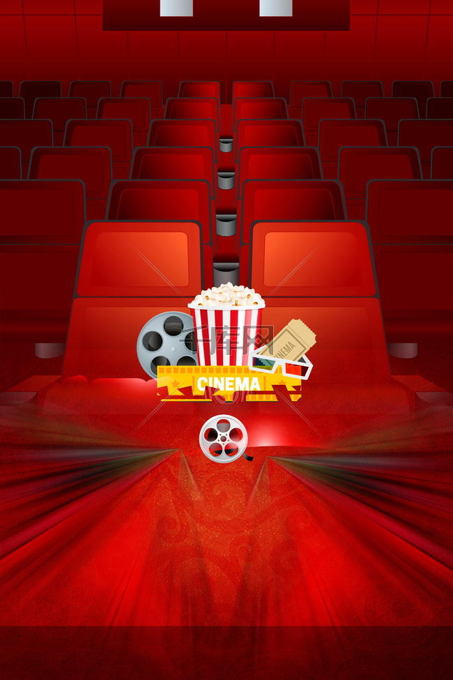休闲时光电影院看电影海报背景