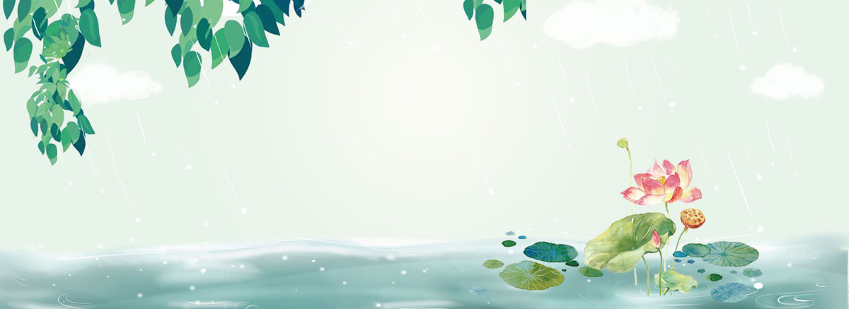 手绘夏至小清新荷塘电商banner背景图片免费下载_海报