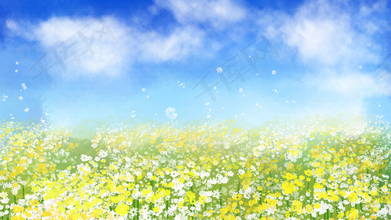 手绘唯美小清新花海