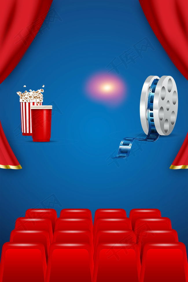 休闲时光电影院看电影背景模板
