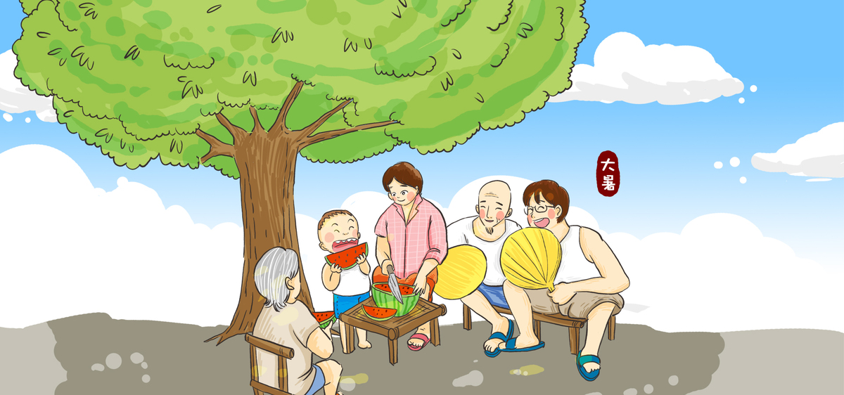 夏天女孩树下乘凉吃西瓜banner