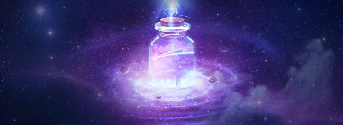 蓝紫色梦幻许愿瓶星空背景