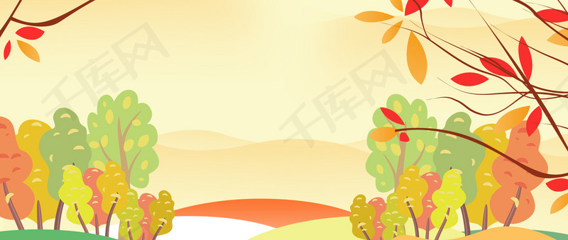 秋天落叶小清新文艺黄色背景图片免费下载_海报banner