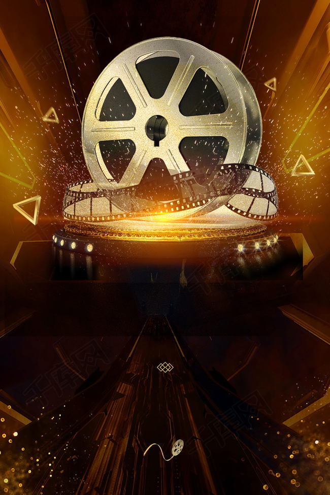 休闲时光电影院看电影海报背景