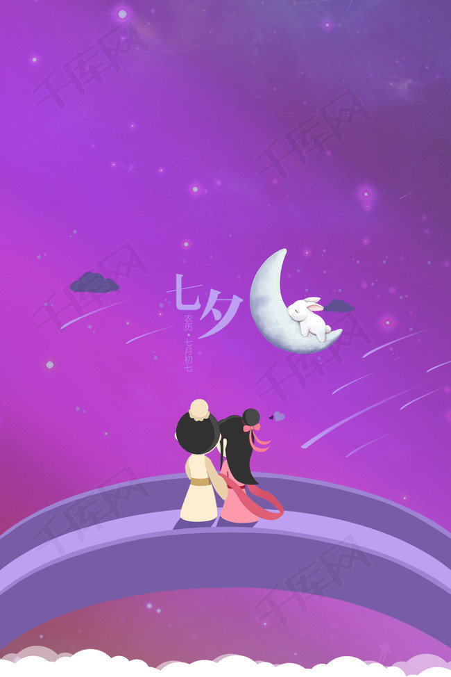卡通七夕主题海报