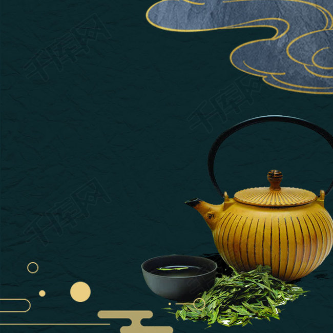中国风古风蓝色背景茶叶淘宝电商直通车