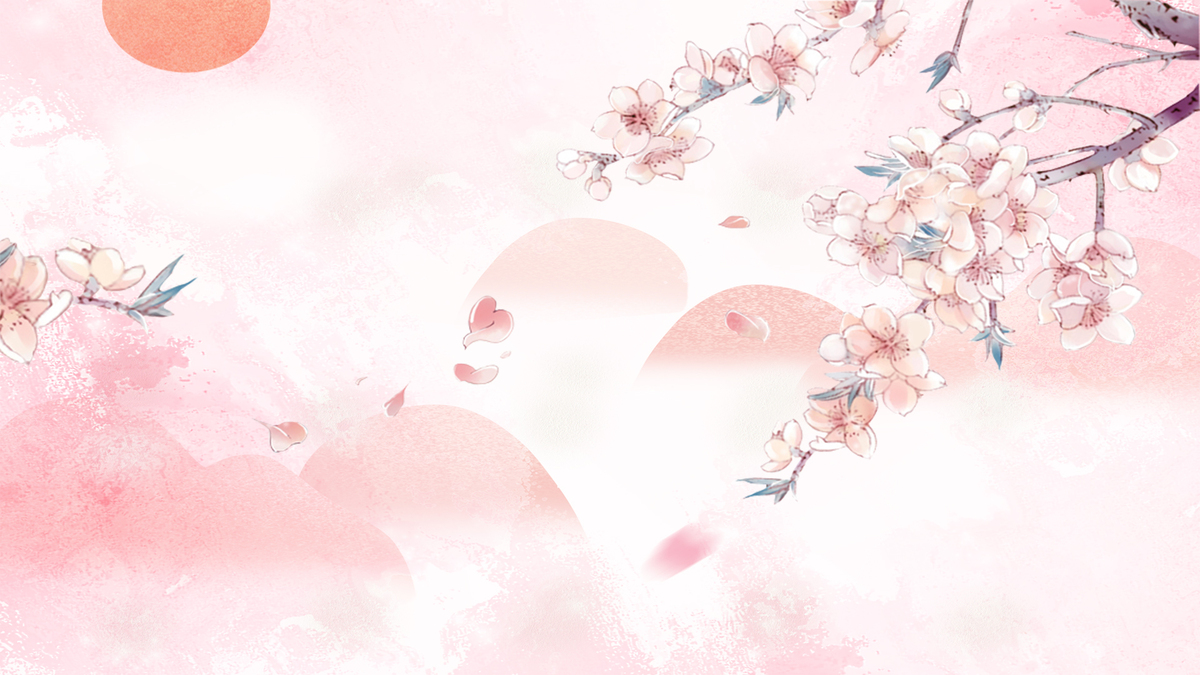 ppt背景图片 古风 桃花,ppt背景图片可爱 唯美 粉色桃花花鸟背景素材