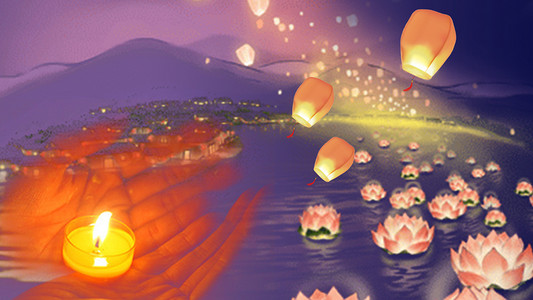 文艺意境夜景古风背景素材背景图片免费下载_