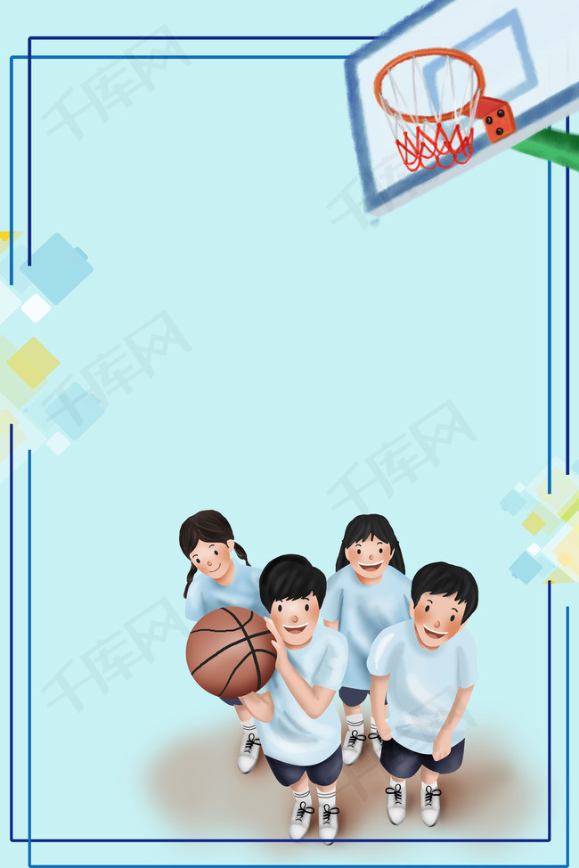 篮球架下的拿篮球孩子