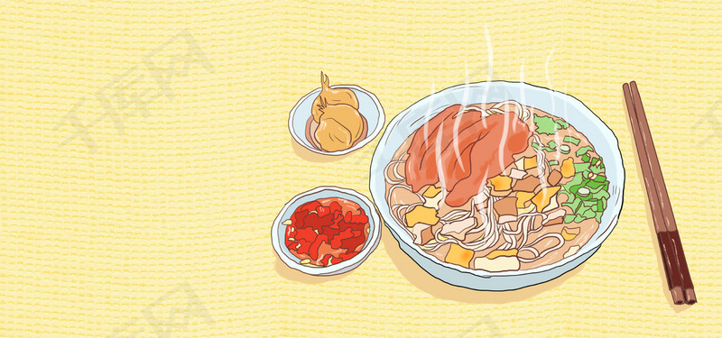 西安美食羊肉泡馍手绘banner背景图片免费下载_海报