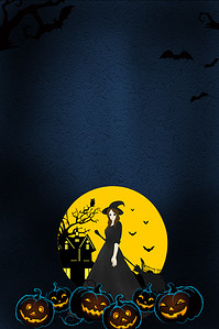海报城堡背景图片_万圣节漂亮的女巫海报背景