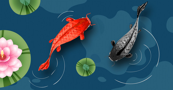 红色简约幸运锦鲤海报背景图片免费下载_广告