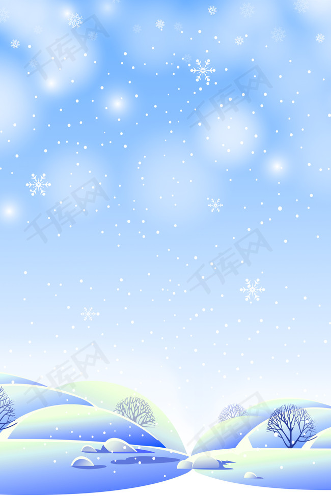 清新简约冬季雪景背景图
