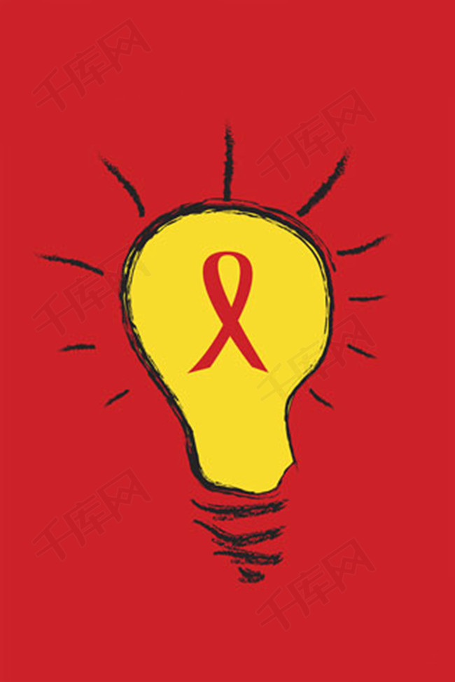 简笔画手绘世界艾滋病日公益海报