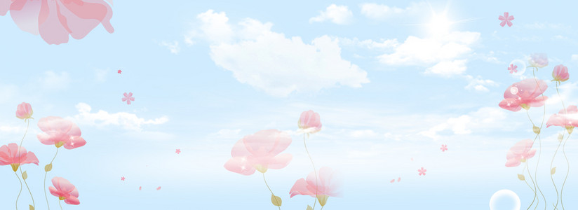 妇女节唯美淡雅鲜花边框小清新背景图片免费下