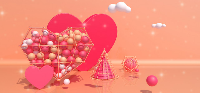 珊瑚橘浪漫情人节背景图片免费下载_广告背景