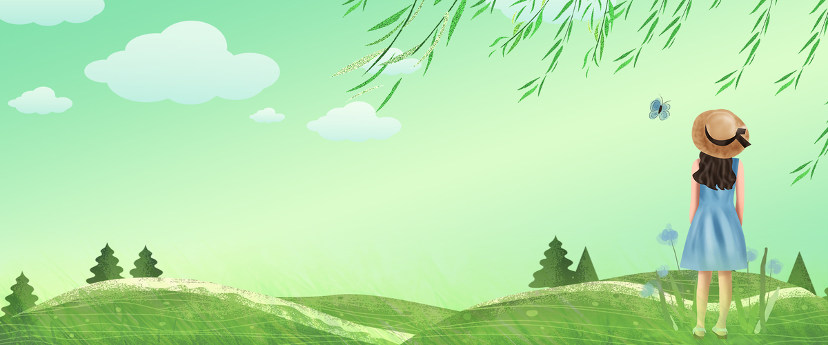 卡通风清明节踏春平面banner