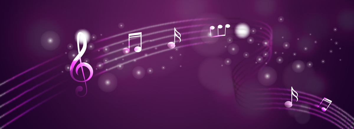 紫色简约音乐音符banner背景