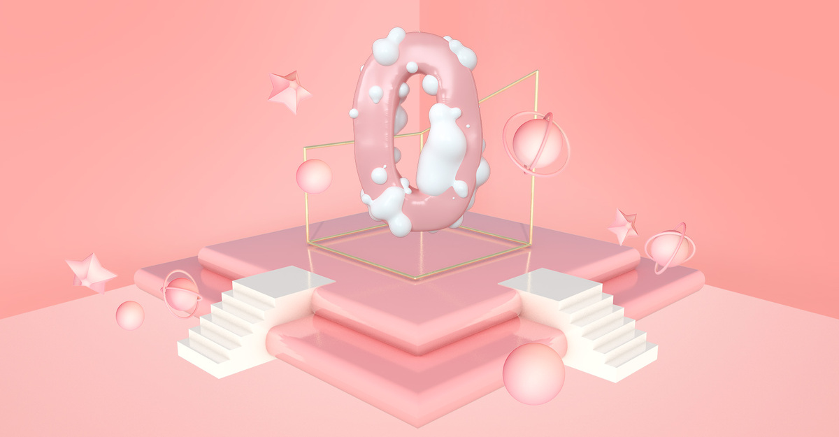 粉色c4d活动海报立体背景