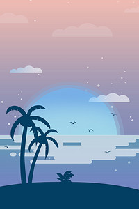 卡通海边