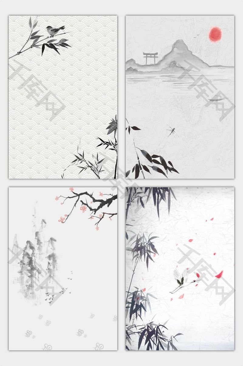 淡雅文艺中国风水墨海报背景图片免费下载_海报banner