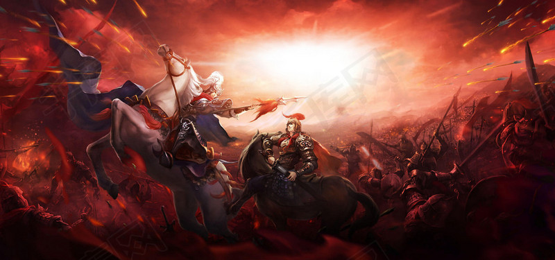 梦幻红色游戏战争场景设计背景